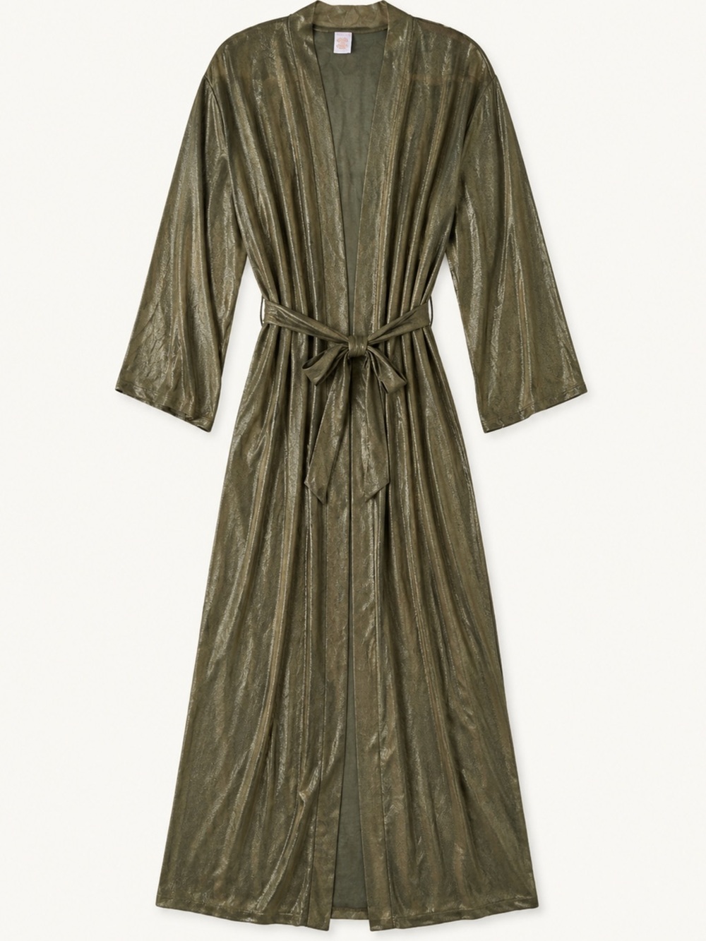 Savage X Fenty Going Platinum Long Robe M/L Deep Forest Green Metallic Belted